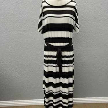 Chico's sz. Xlarge brown/white stripe maxi dress - image 1