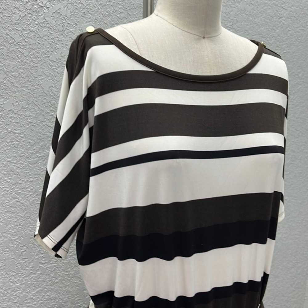 Chico's sz. Xlarge brown/white stripe maxi dress - image 3