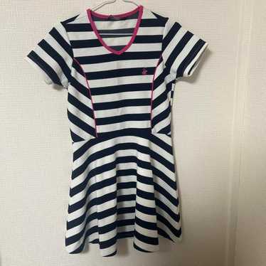 Navy and white striped dress