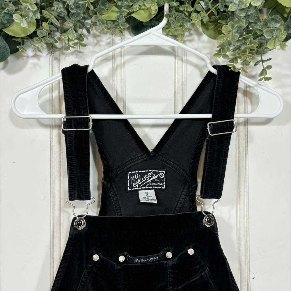 90s Vintage No Excuses Black Corduroy Overalls ME… - image 5