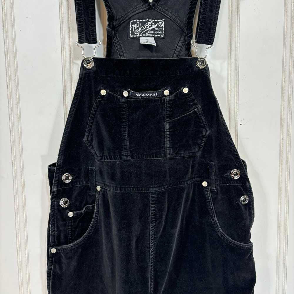 90s Vintage No Excuses Black Corduroy Overalls ME… - image 7