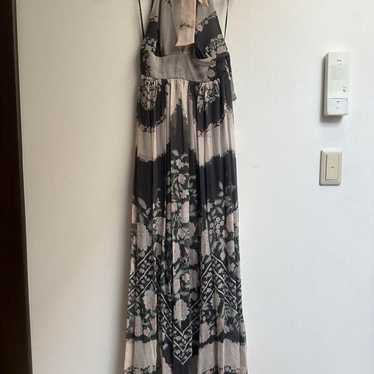 Mango Flower Print Long Halter Dress