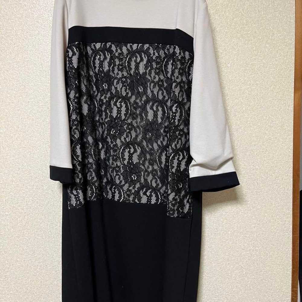 White Black Lace Dress Long Sleeves - image 2