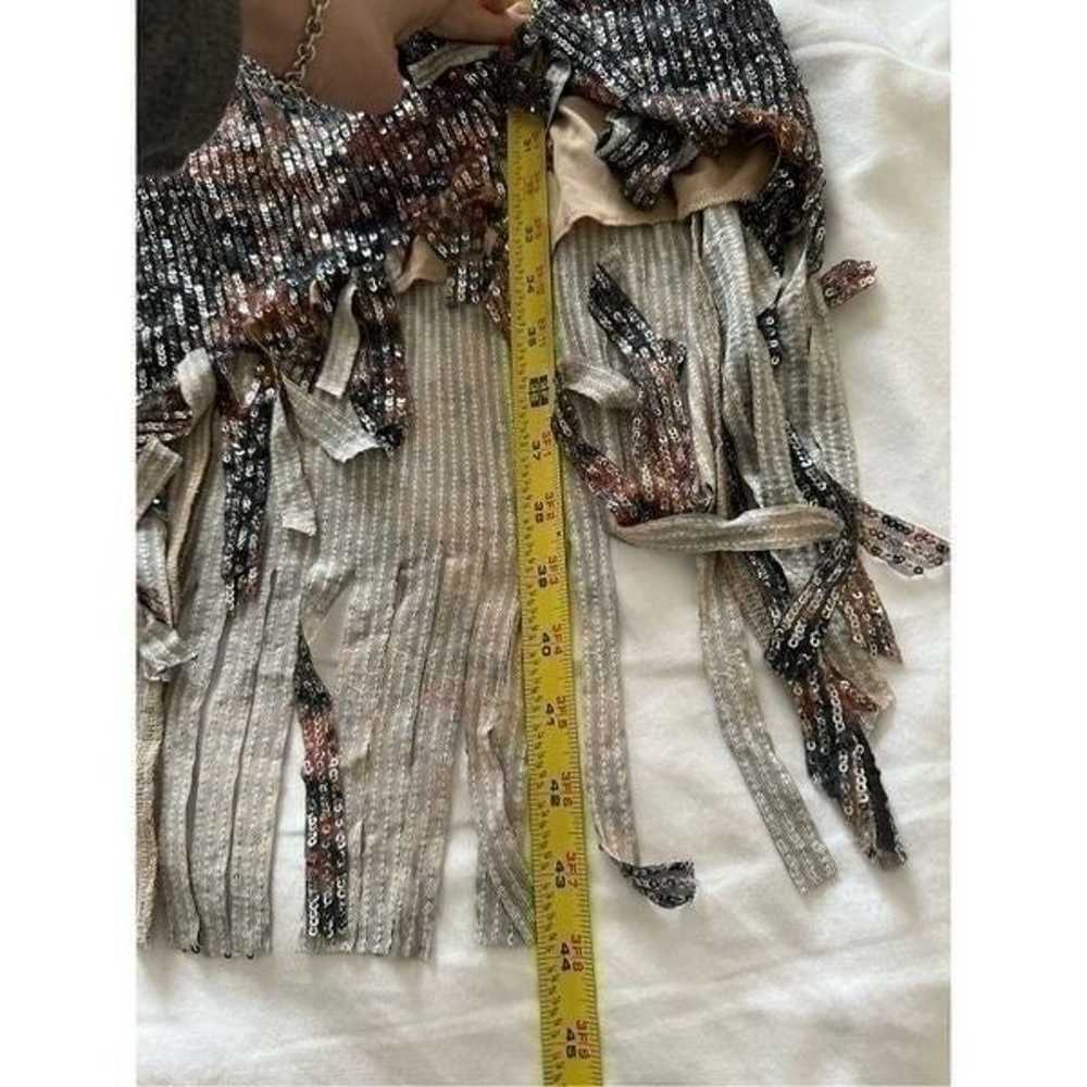 NTW Boston Proper Sequin V Neck Faux Wrap Knee Le… - image 10