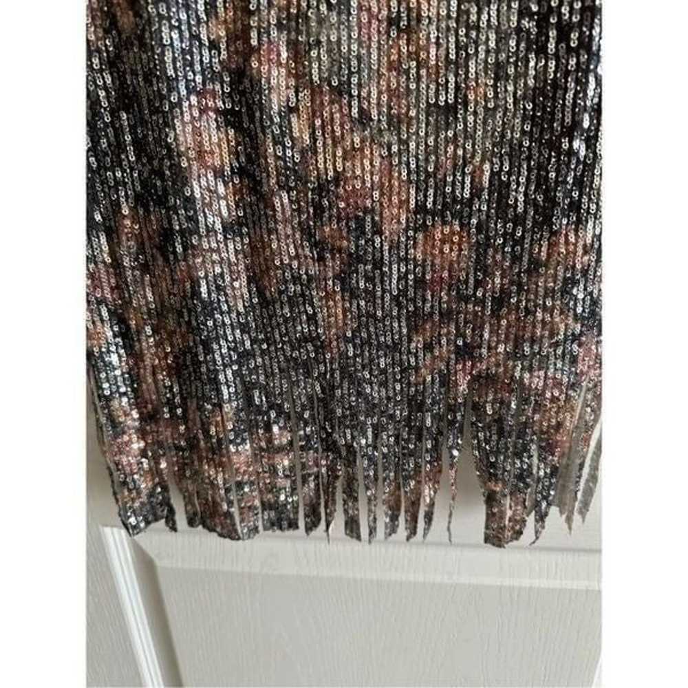 NTW Boston Proper Sequin V Neck Faux Wrap Knee Le… - image 5