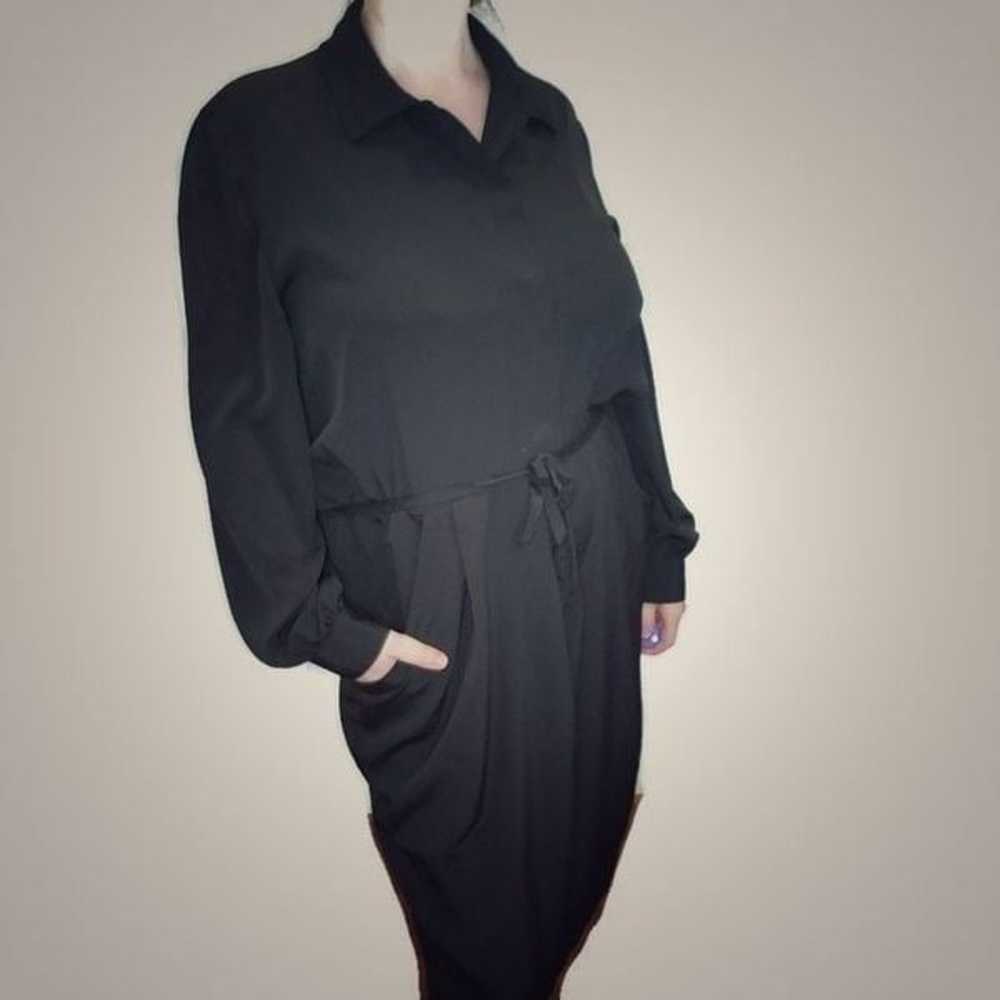 Vintage Black Longsleeve Secretary Midi Dress 10 … - image 2