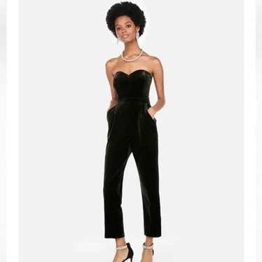 Express Black Velvet Velour Strapless Jumpsuit 12