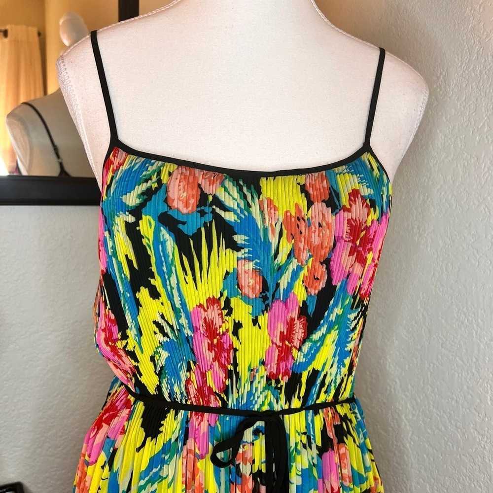 LOFT Colorful Tropical Plisse Midi Dress Size Sma… - image 2