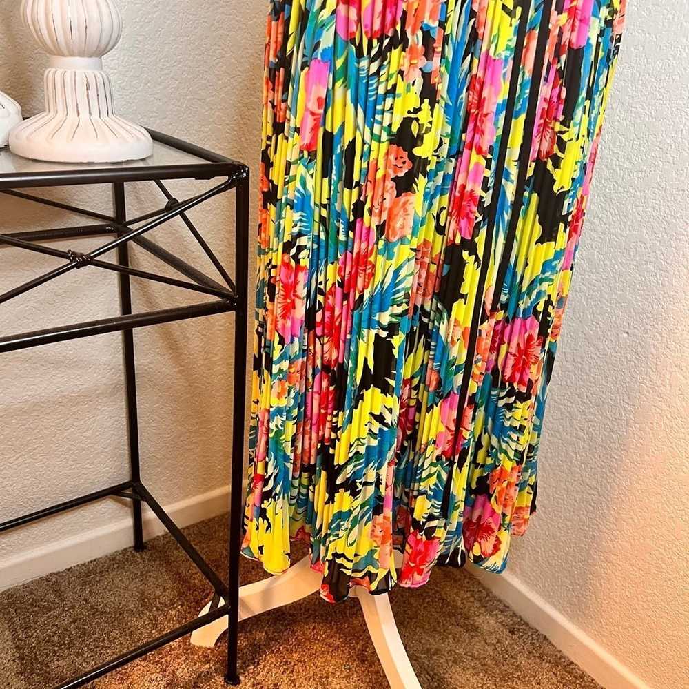 LOFT Colorful Tropical Plisse Midi Dress Size Sma… - image 3