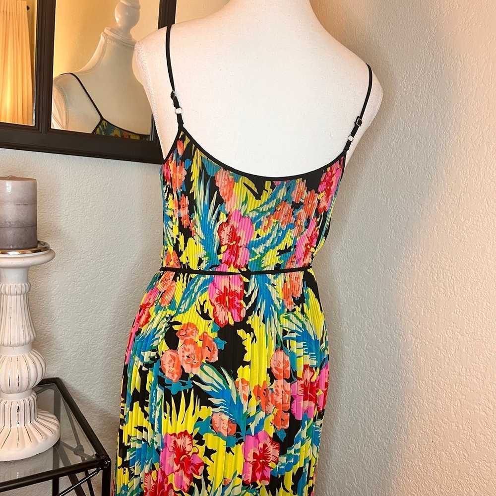 LOFT Colorful Tropical Plisse Midi Dress Size Sma… - image 4