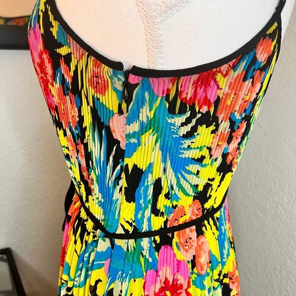 LOFT Colorful Tropical Plisse Midi Dress Size Sma… - image 5