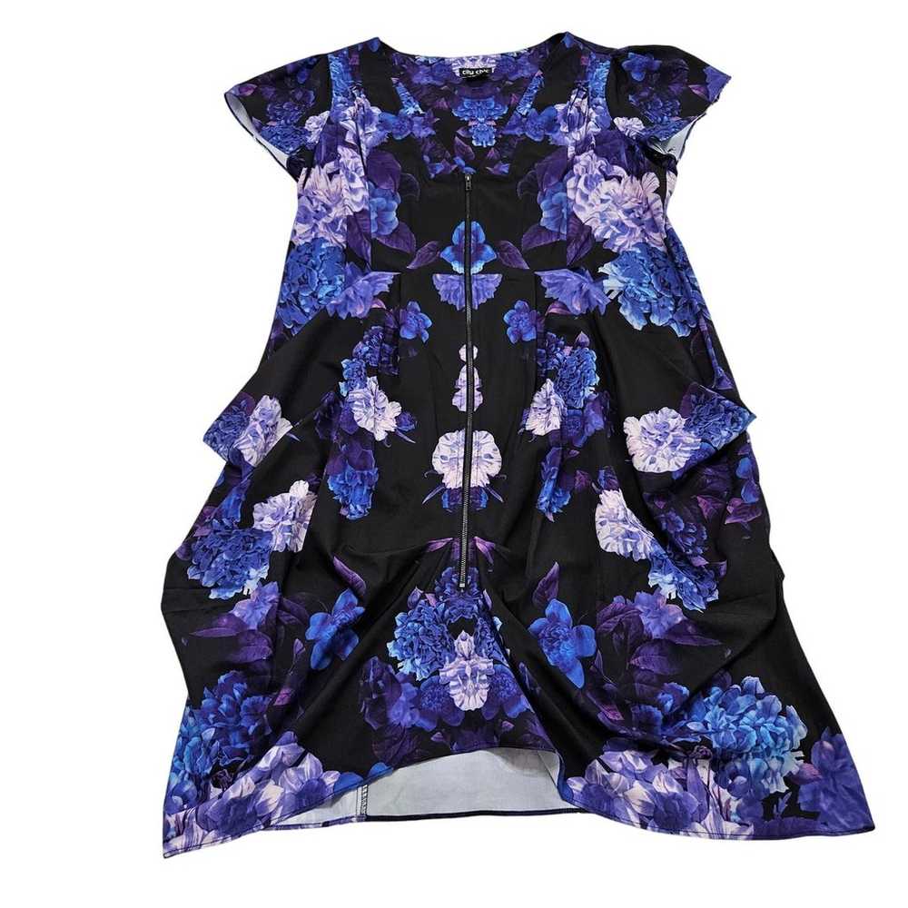 City Chic Women's Purple Hydrangea Floral V-neck … - image 2