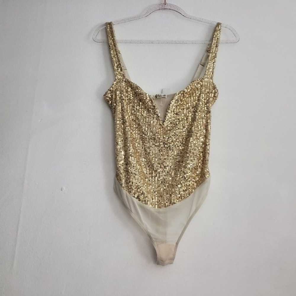 Free People Sparks Fly Bodysuit In Gold - image 4