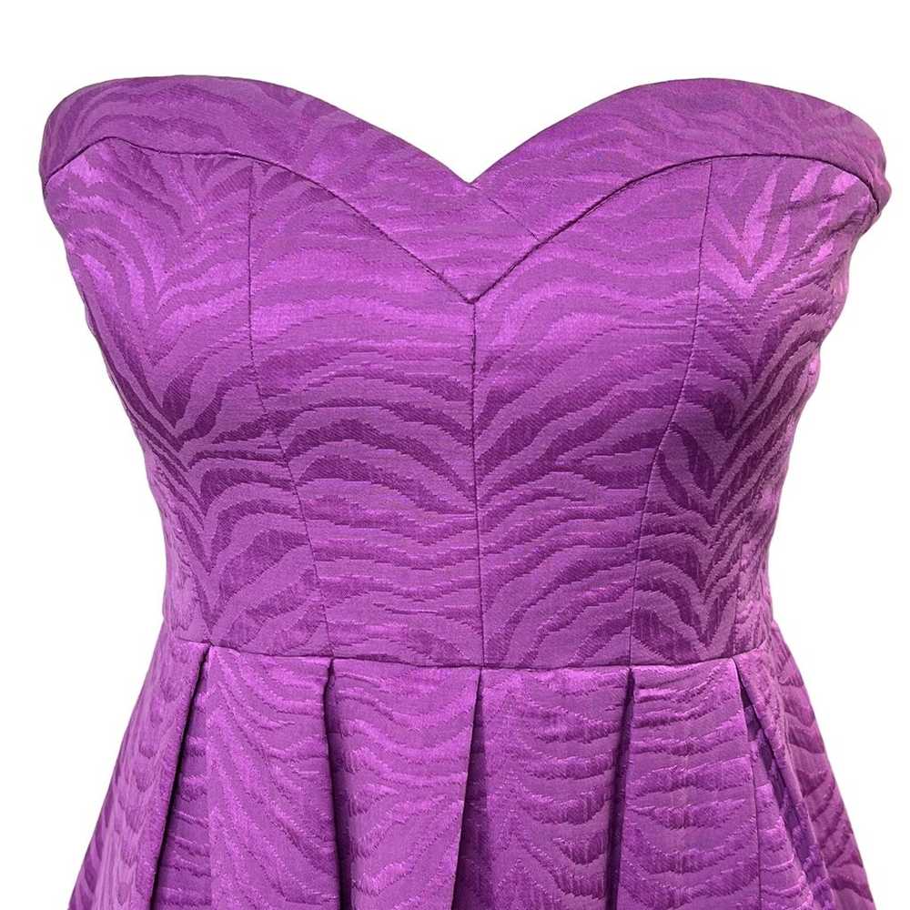 Rebecca Taylor Size 6 Strapless Purple Zebra Silk… - image 4