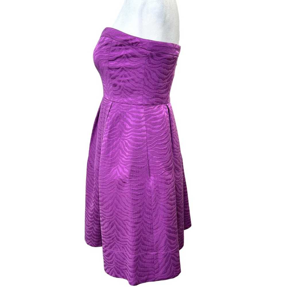 Rebecca Taylor Size 6 Strapless Purple Zebra Silk… - image 7