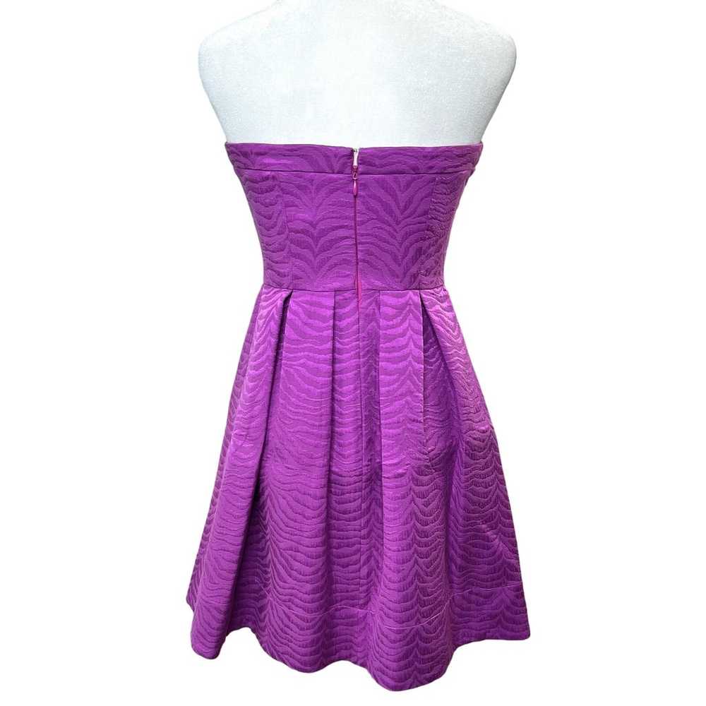 Rebecca Taylor Size 6 Strapless Purple Zebra Silk… - image 8