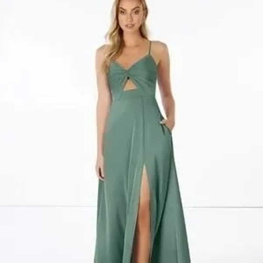 Azazie Bridesmaid Dress Eucalyptus A-Line Pleated… - image 1