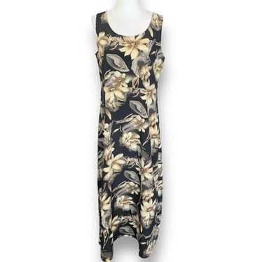 Vintage Christy Lyn Dress Black Tropical Floral P… - image 1