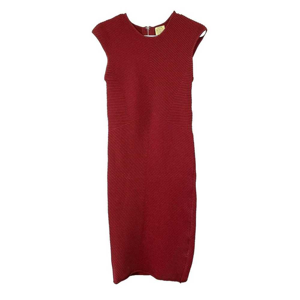 Torn by Ronny Kobo Red Fitted Knit Dress Ribbed M… - image 1