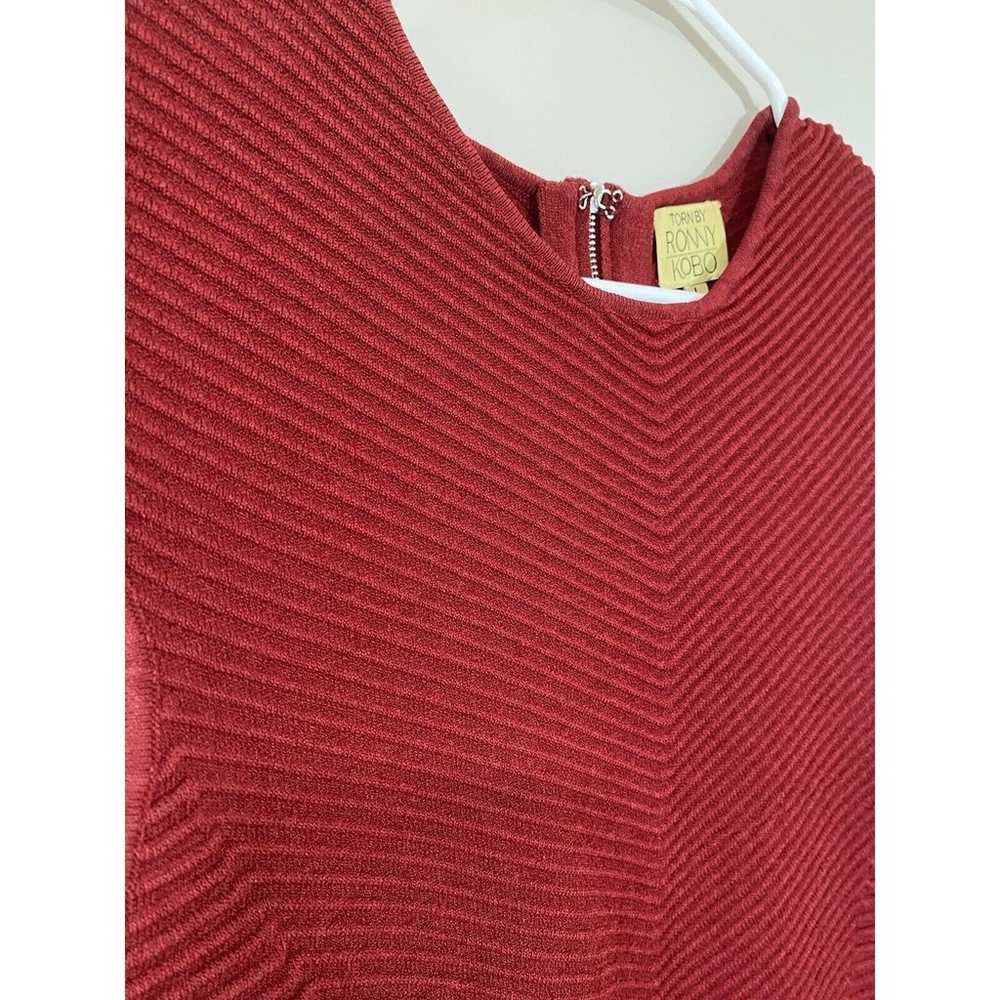 Torn by Ronny Kobo Red Fitted Knit Dress Ribbed M… - image 4