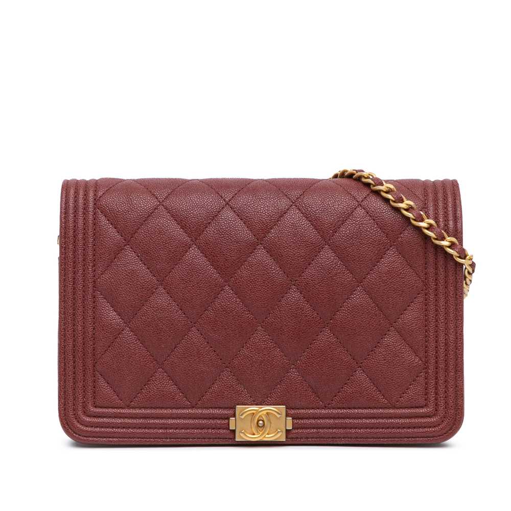 Red Chanel Quilted Caviar Boy Wallet on Chain Cro… - image 1