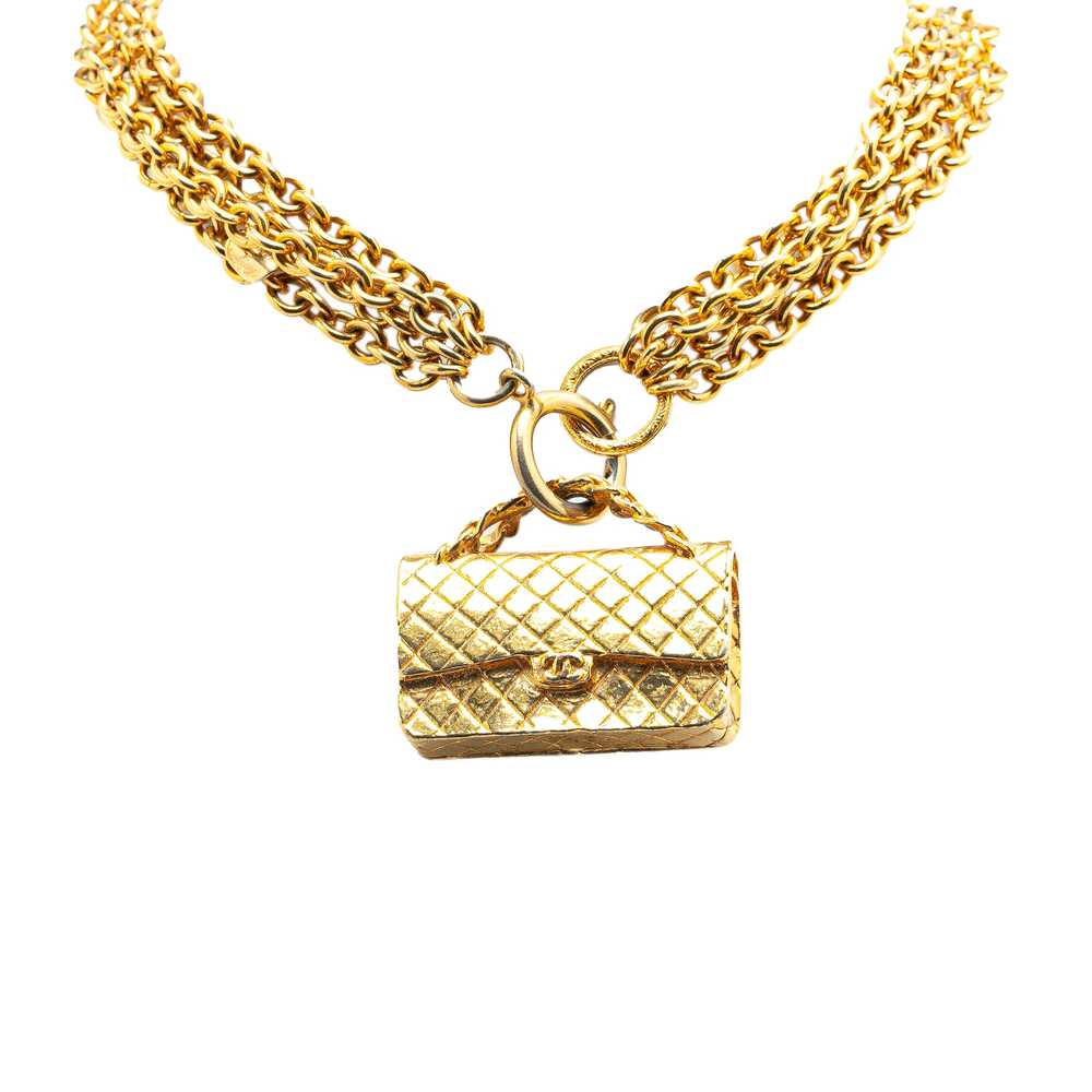 Gold Chanel Gold Plated Multi Chain Flap Bag Pend… - image 1