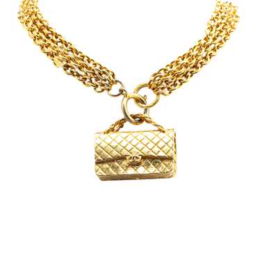 Gold Chanel Gold Plated Multi Chain Flap Bag Pend… - image 1