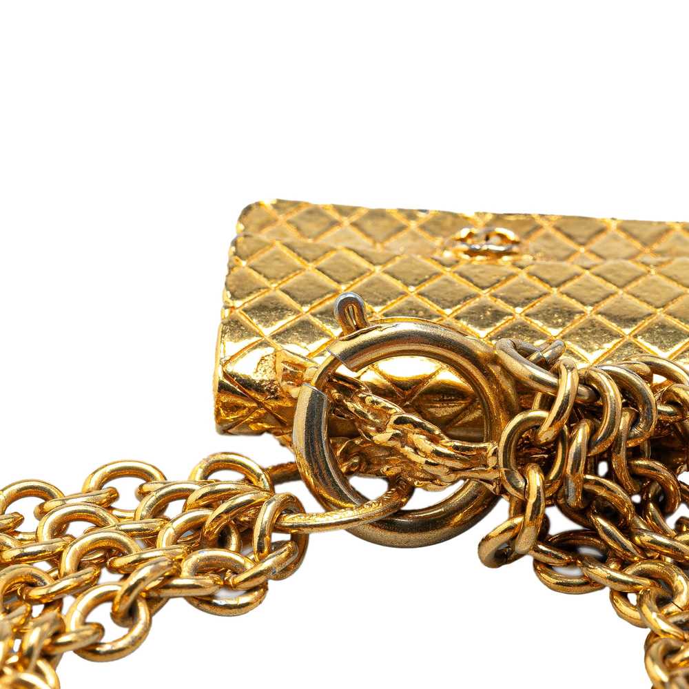 Gold Chanel Gold Plated Multi Chain Flap Bag Pend… - image 2