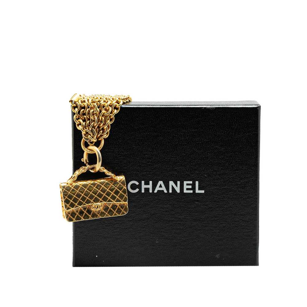 Gold Chanel Gold Plated Multi Chain Flap Bag Pend… - image 5