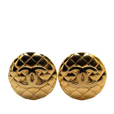 Gold Chanel Gold Plated CC Quilted Clip On Earring