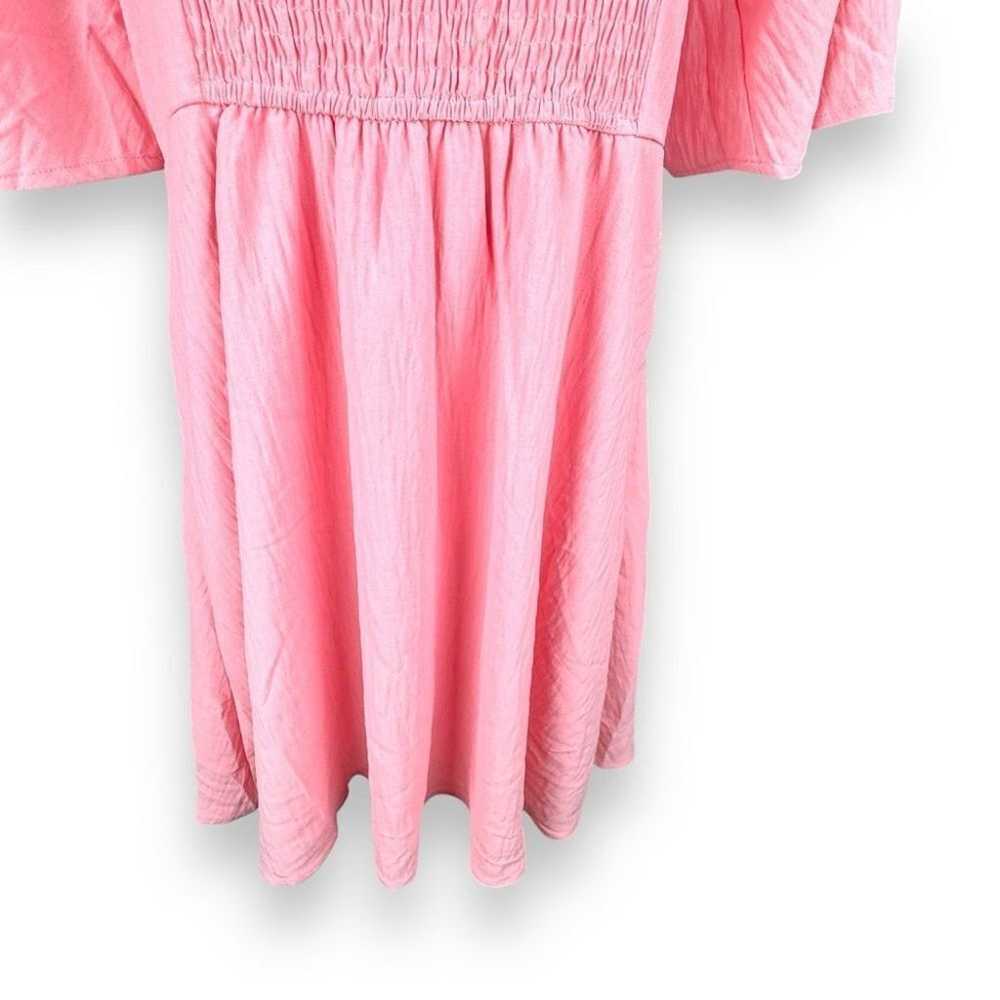 Smocked Pink Babydoll Dress Size XL Flutter Sleev… - image 11