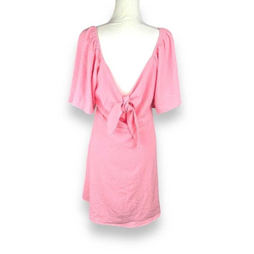 Smocked Pink Babydoll Dress Size XL Flutter Sleev… - image 4