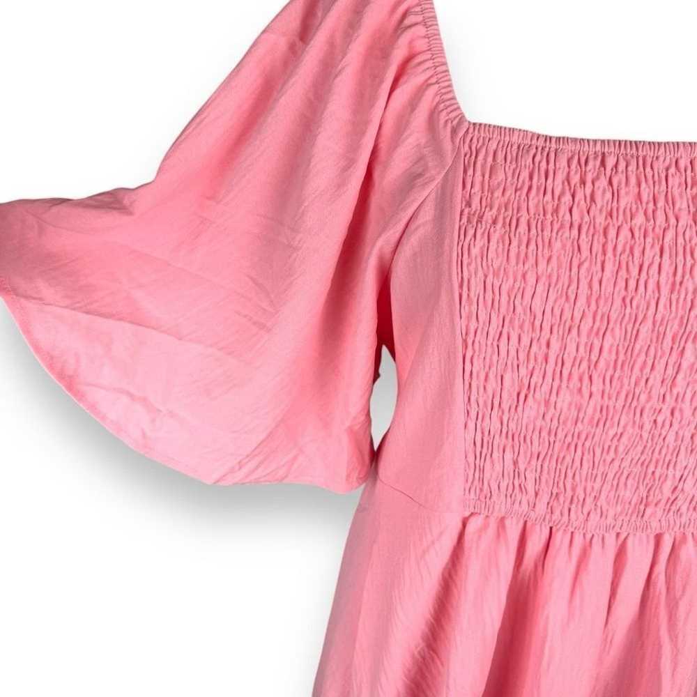 Smocked Pink Babydoll Dress Size XL Flutter Sleev… - image 8