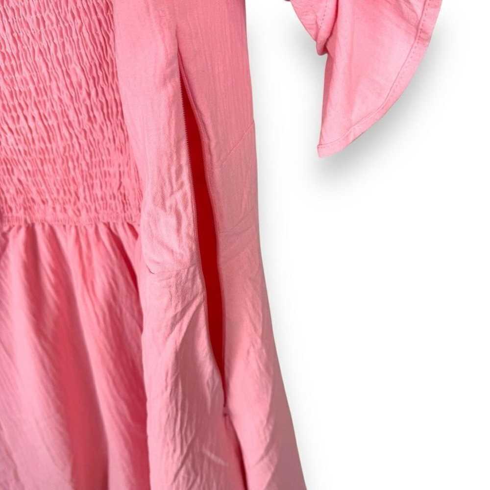 Smocked Pink Babydoll Dress Size XL Flutter Sleev… - image 9