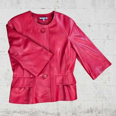 Anne Klein Y2K Anne Klein Cherry Red Leather Jacke