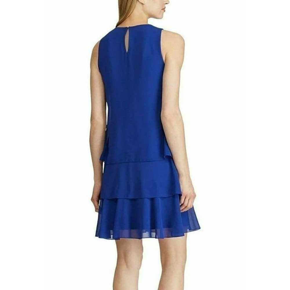 Lauren Ralph Lauren Georgette Blue Tiered Sleevel… - image 3