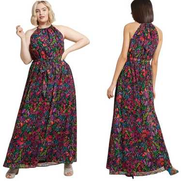 ModCloth Chiffon Floral Halter Maxi Dress Women's 