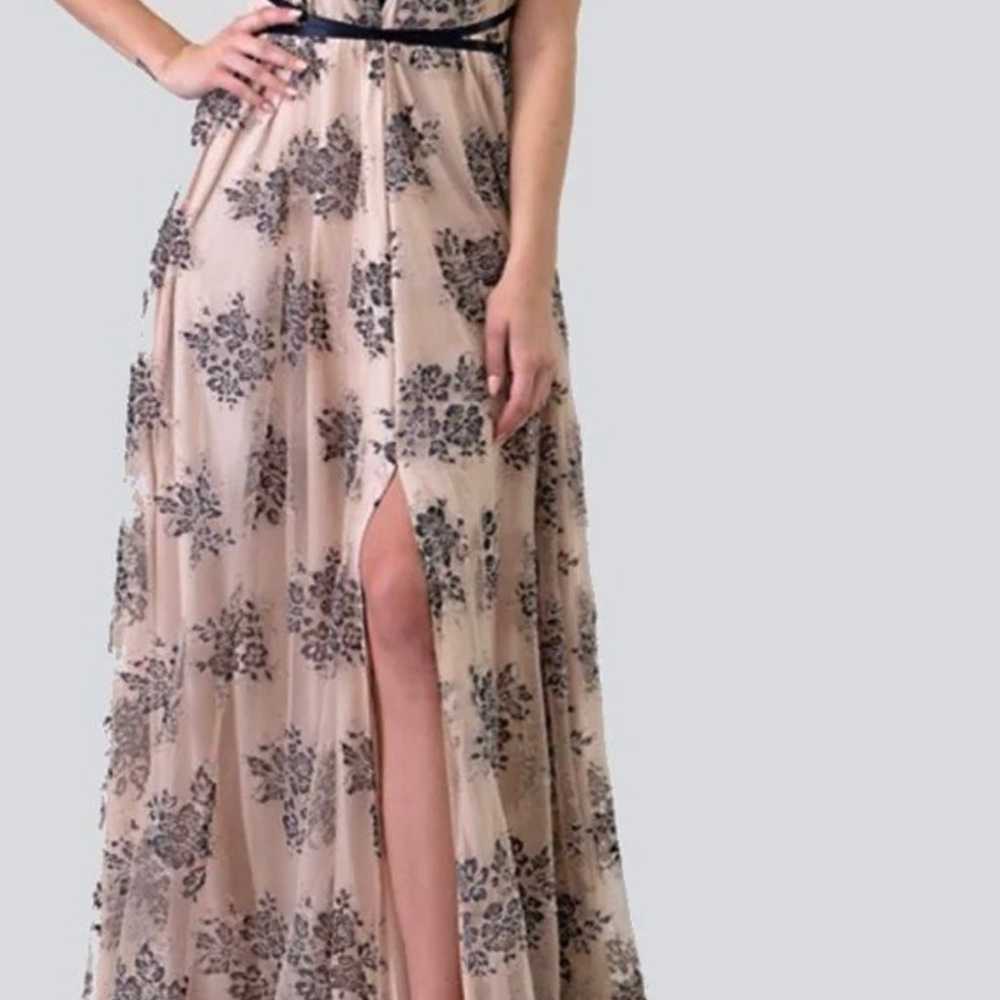 Minuet lace navy & nude maxi dress, size L - image 9