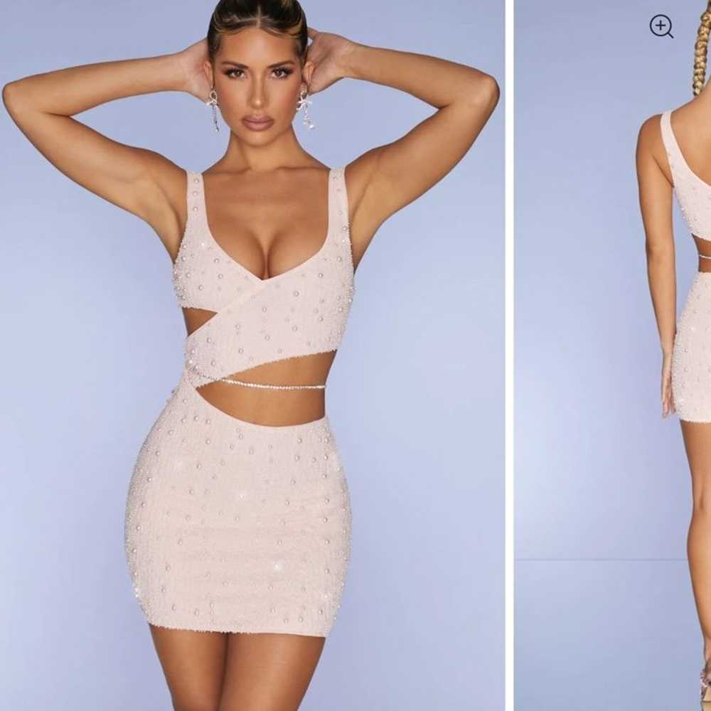 OhPolly Embellished Cut Out Mini Dress (Blush) - image 4