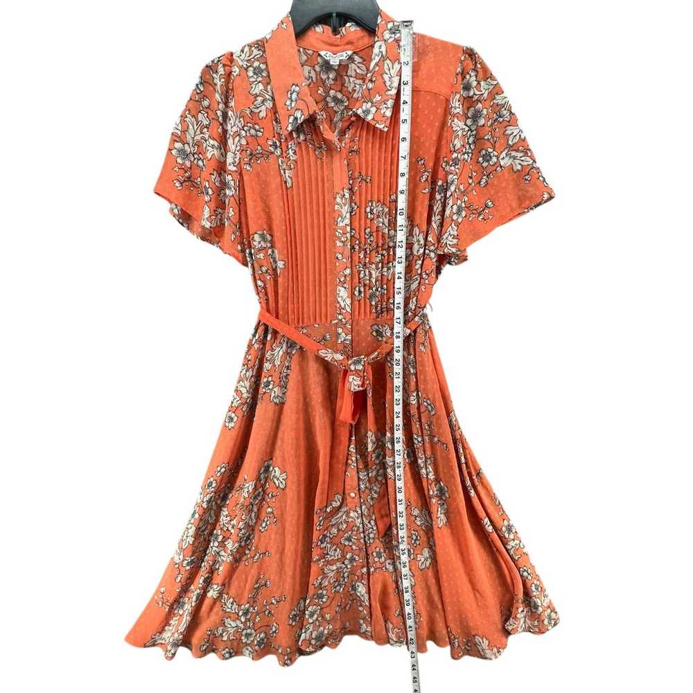 Nanette Lepore Shirt Dress Women 12 Orange Floral… - image 10