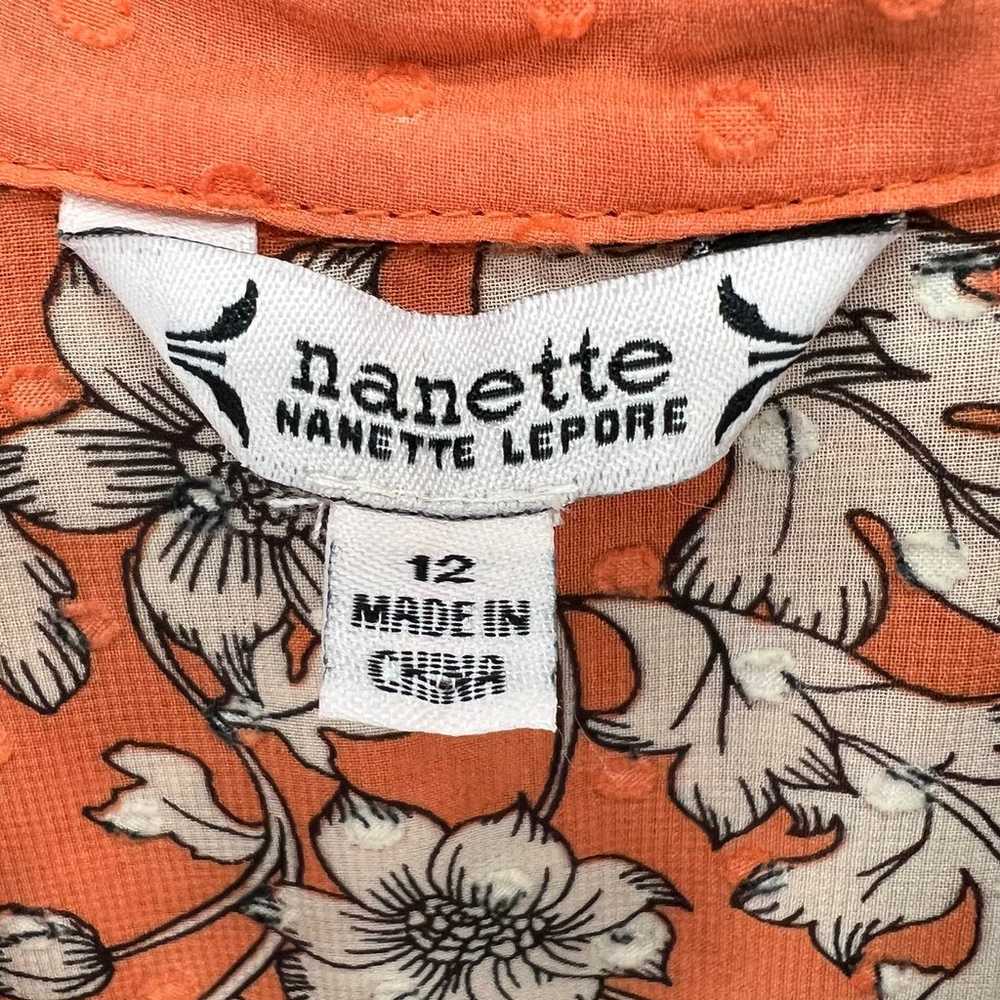 Nanette Lepore Shirt Dress Women 12 Orange Floral… - image 12