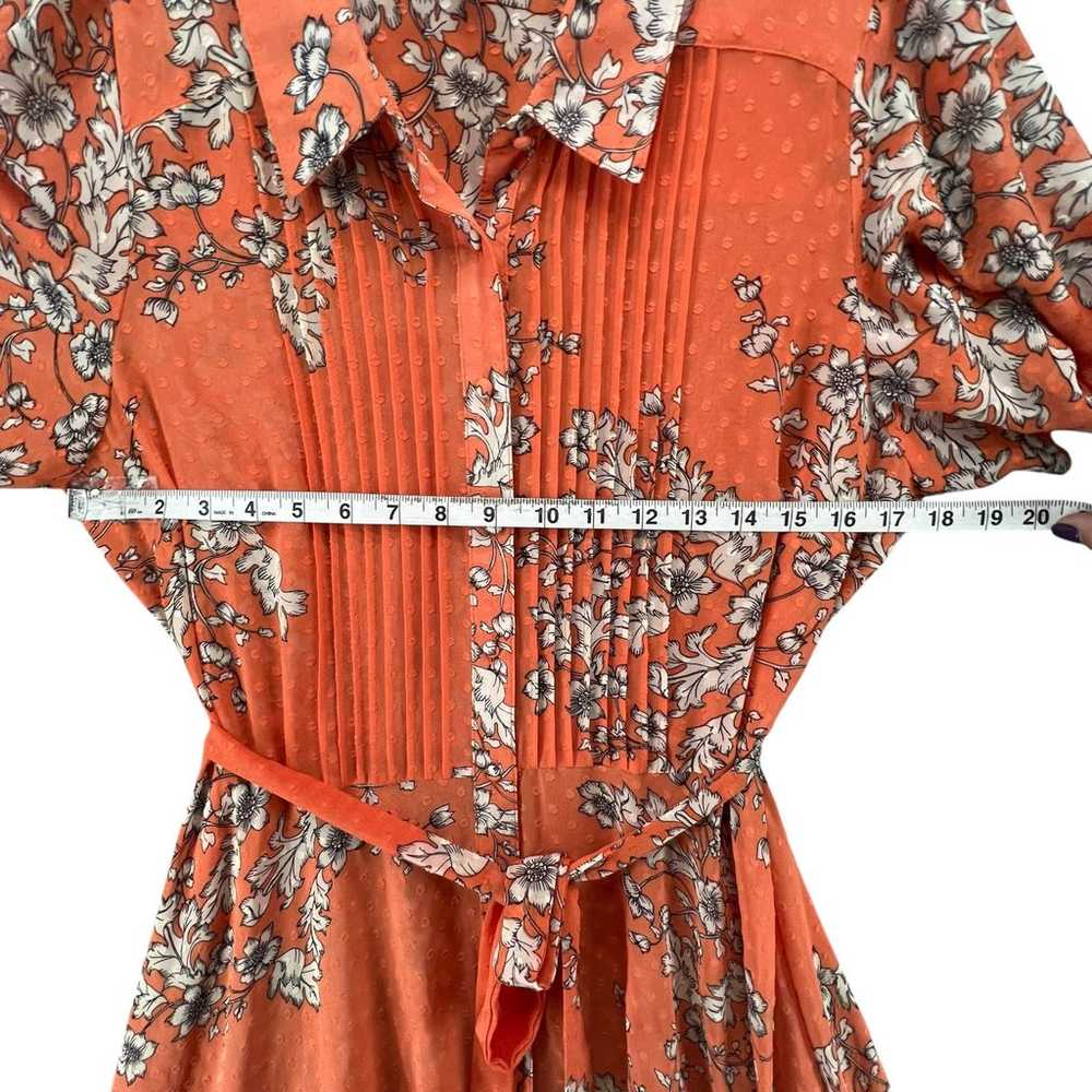 Nanette Lepore Shirt Dress Women 12 Orange Floral… - image 7