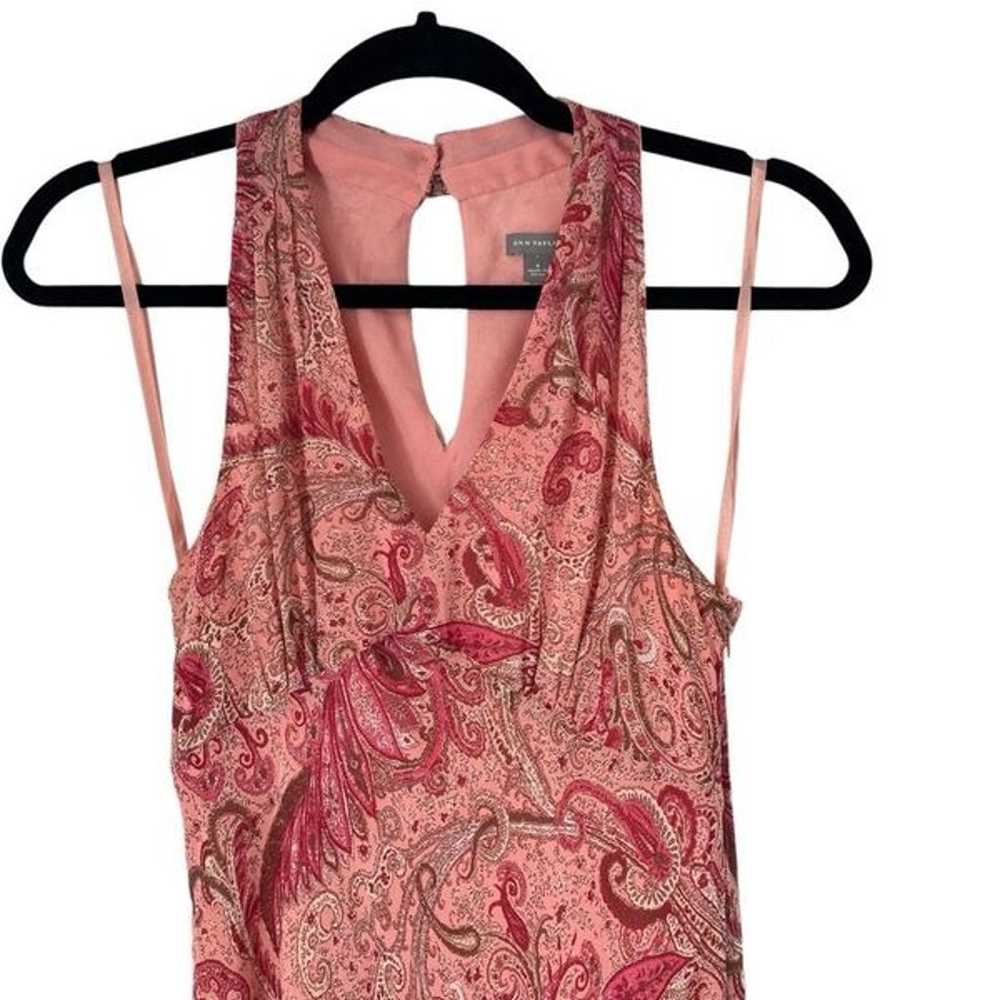 Y2K Ann Taylor Pink Paisley Halter Silk Babydoll … - image 2