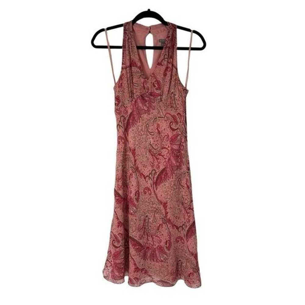 Y2K Ann Taylor Pink Paisley Halter Silk Babydoll … - image 3