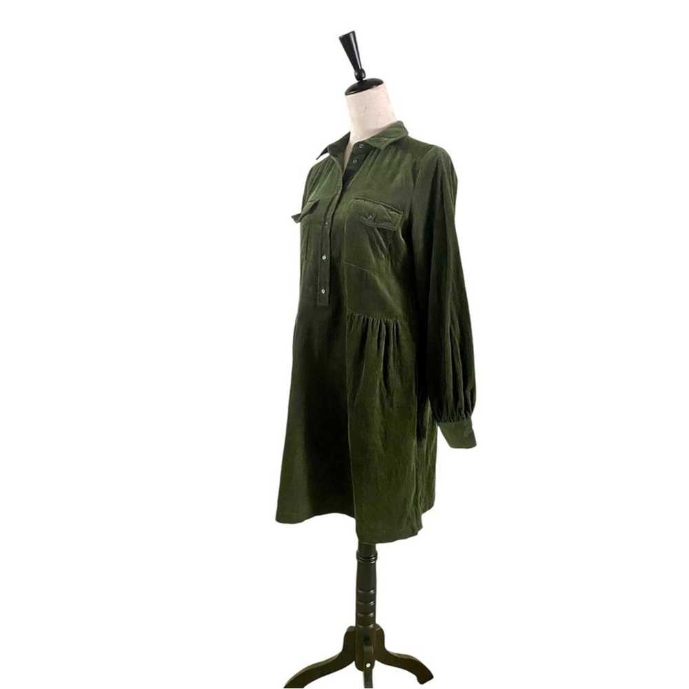 Part Two Corduroy Velvet Button-Up Dress Olive Gr… - image 2