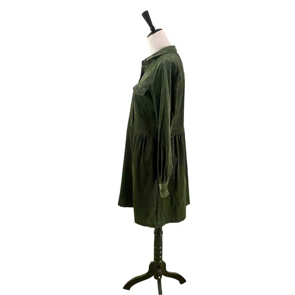 Part Two Corduroy Velvet Button-Up Dress Olive Gr… - image 3