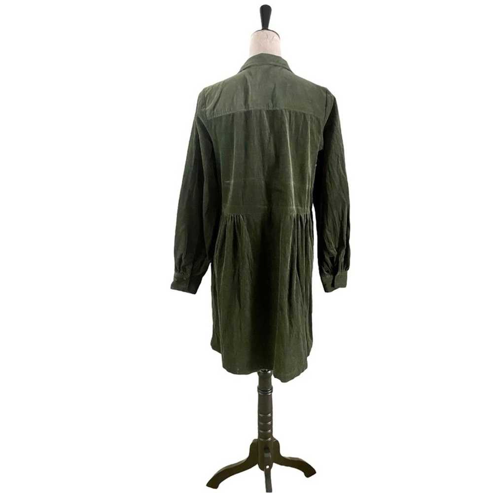 Part Two Corduroy Velvet Button-Up Dress Olive Gr… - image 4