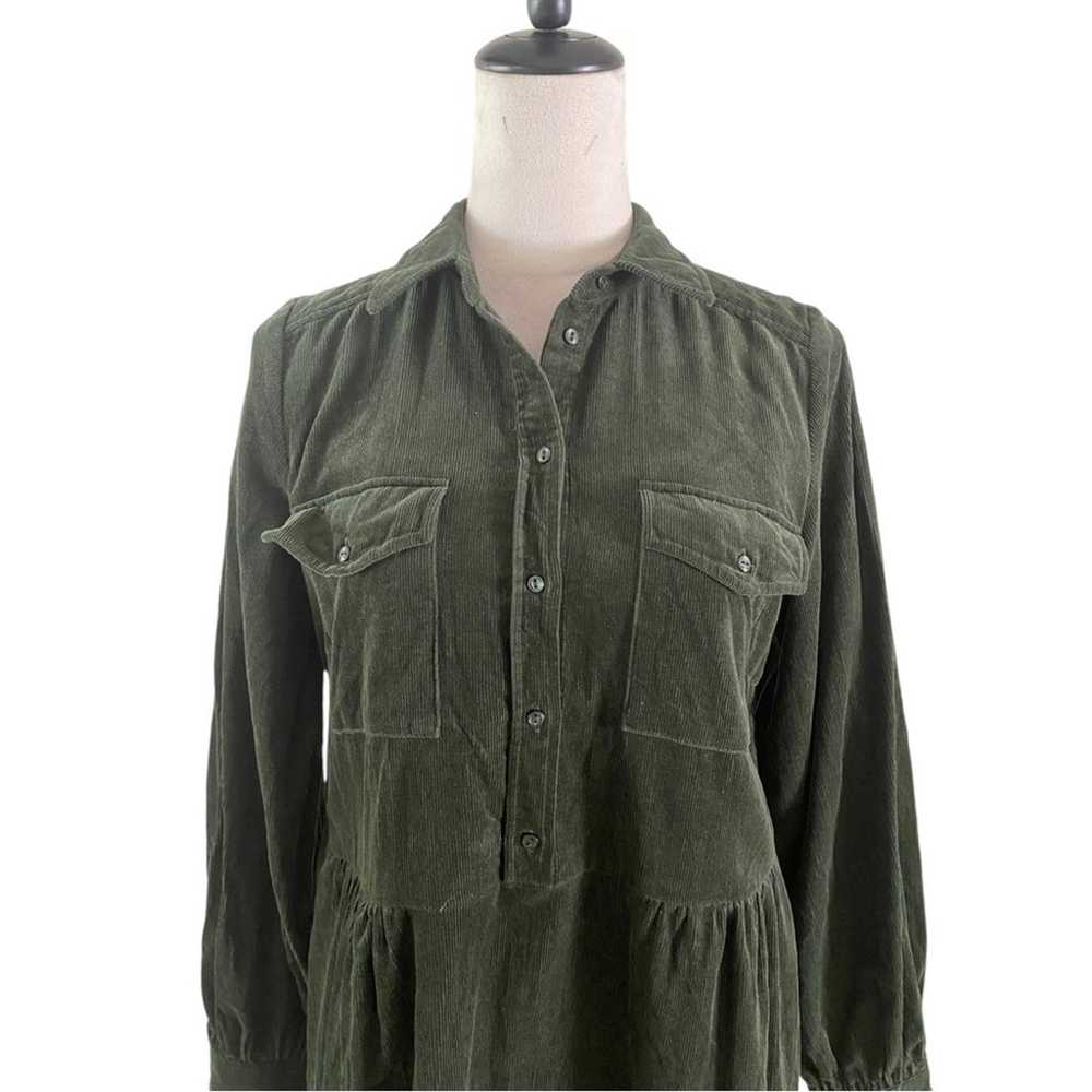 Part Two Corduroy Velvet Button-Up Dress Olive Gr… - image 5