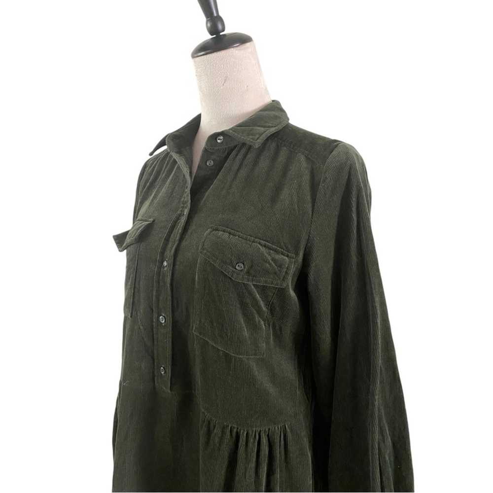 Part Two Corduroy Velvet Button-Up Dress Olive Gr… - image 6