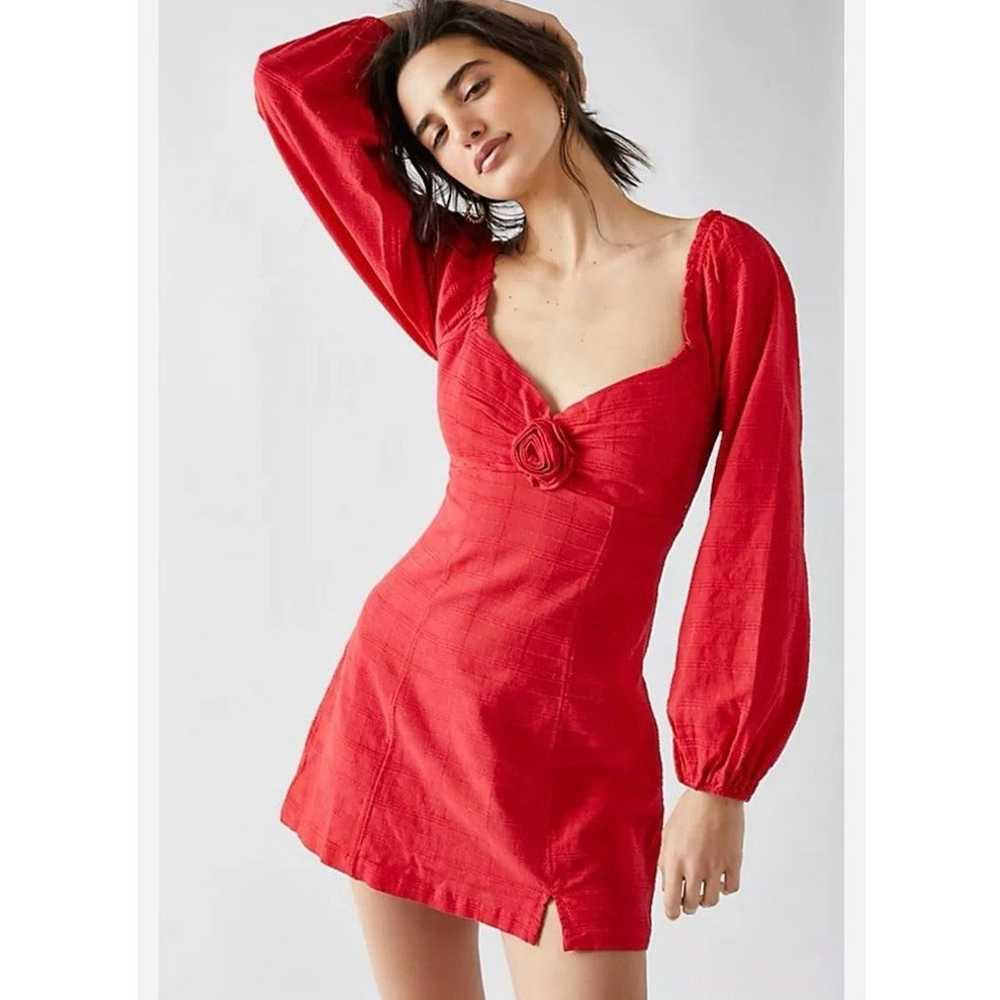 Free People|Put a Rose on it Red Mini Dress Sz L … - image 2